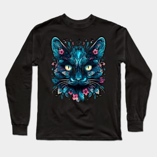 Cat with Flower Long Sleeve T-Shirt